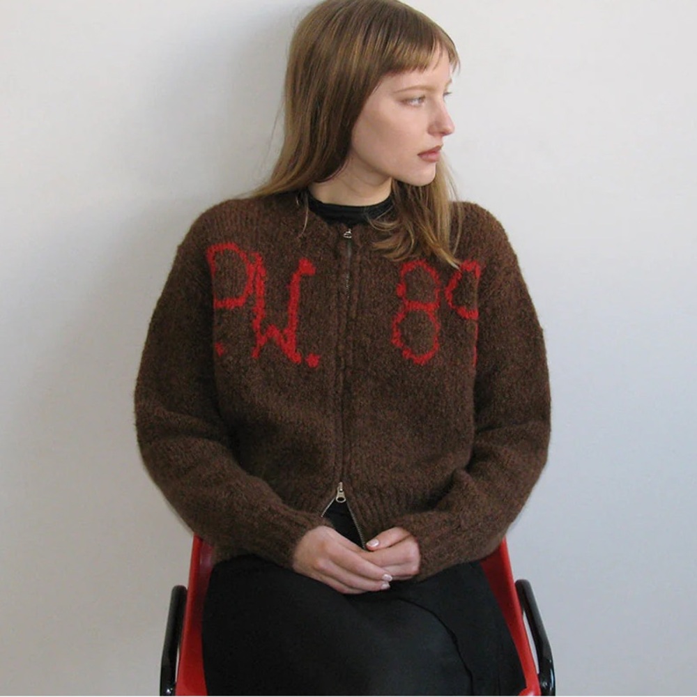 Paloma Wool Ben Perdut Brown and Red Zip Up Cardigan